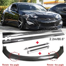 For Hyundai Genesis Coupe Front Bumper Lip Side Skirts Strut Rods Carbon Style