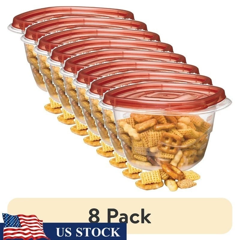 8 Pack 2.1 Cup Square Food Storage Containers BPA Free Microwaveable Quick Seal