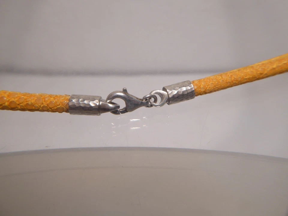 925 Silber Hammerschlag Collier vermutl. Kunststoff Noppen-Krakelee orange L45cm - Bild 2 von 4