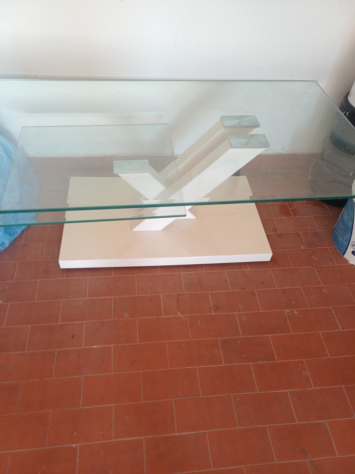 Homcom 839-172WT Tavolino da Caffè a 2 Livelli in Vetro e Legno - Bianco