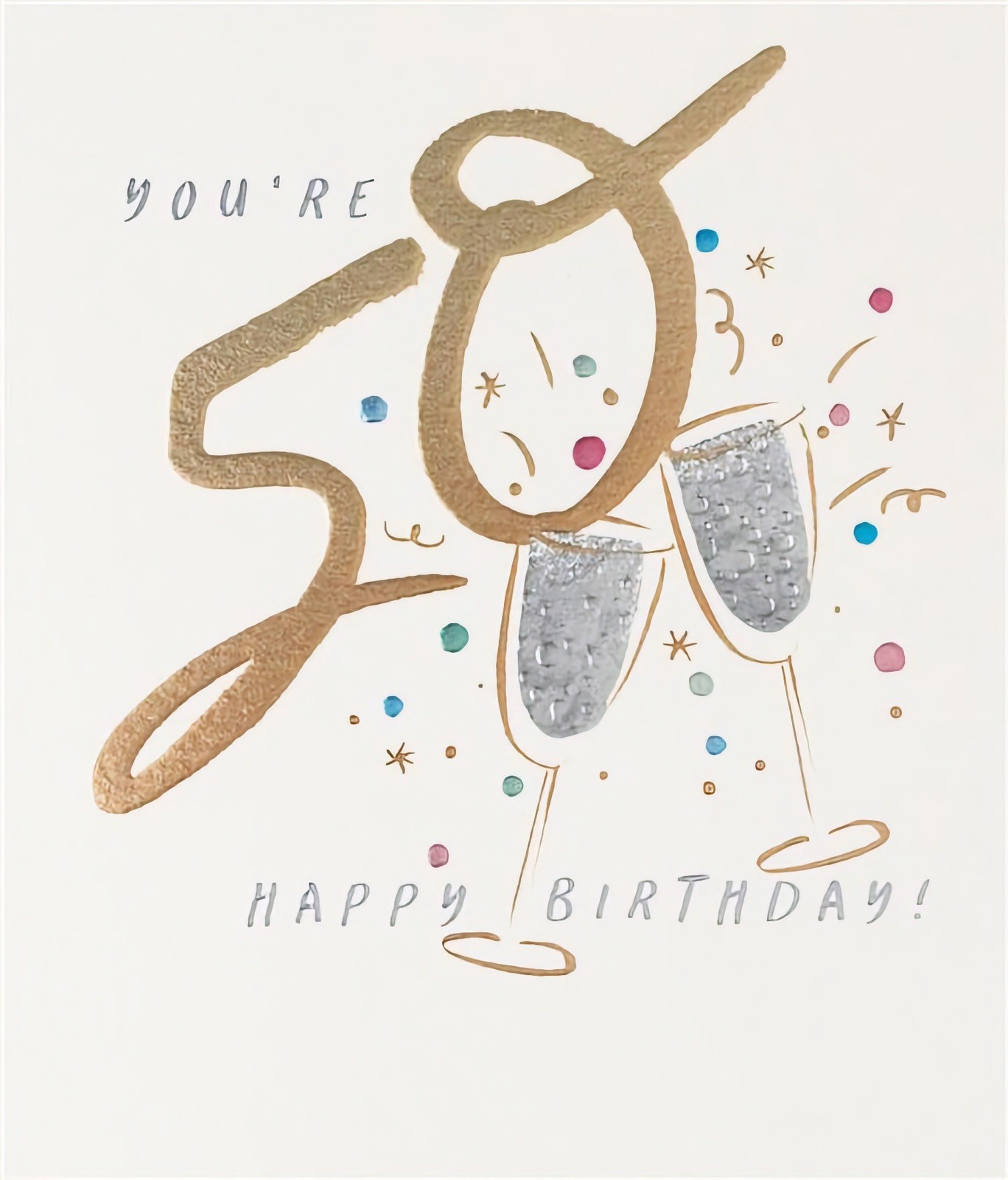 Happy 50th Birthday Card Champagne Mum Dad Son Daughter Brother Sister Friend