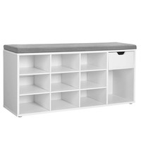 Schuhbank Schuhregal Sitzbank Flur Schlafzimmer Eingangsbereich Weiß Grau 104Cm