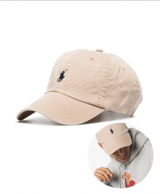 Polo Ralph Lauren Unisex  Chino Ball  Hat Curved Brim. tan color Navy Logo
