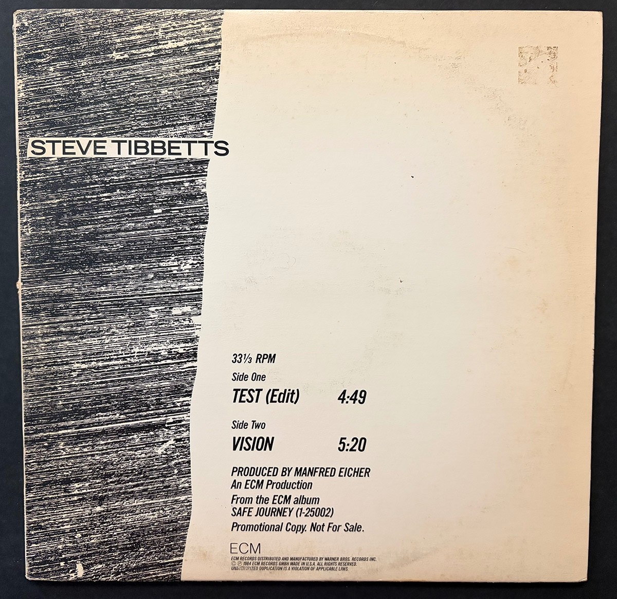 Steve Tibbetts Test 12" Vinyl Record ECM disc EX
