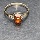 STERLING SILVER 925 Lot Ring R55 Sz8 Amber Orange Cute Dainty Modest Vintage Mom