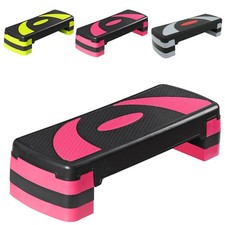 31 Inch Aerobic Step Platform Adjustable with Stable Risers Pink