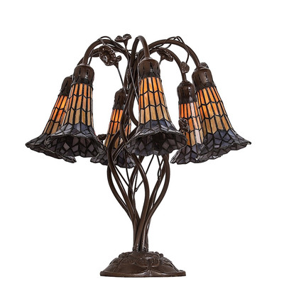 Meyda Lighting 255816 19'' High, Stained Pond Lily 6 Table Lamp - 255816