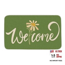 Spring Welcome Door Mat Flower Decorative Doormat Farmhouse Low-Profile Floor