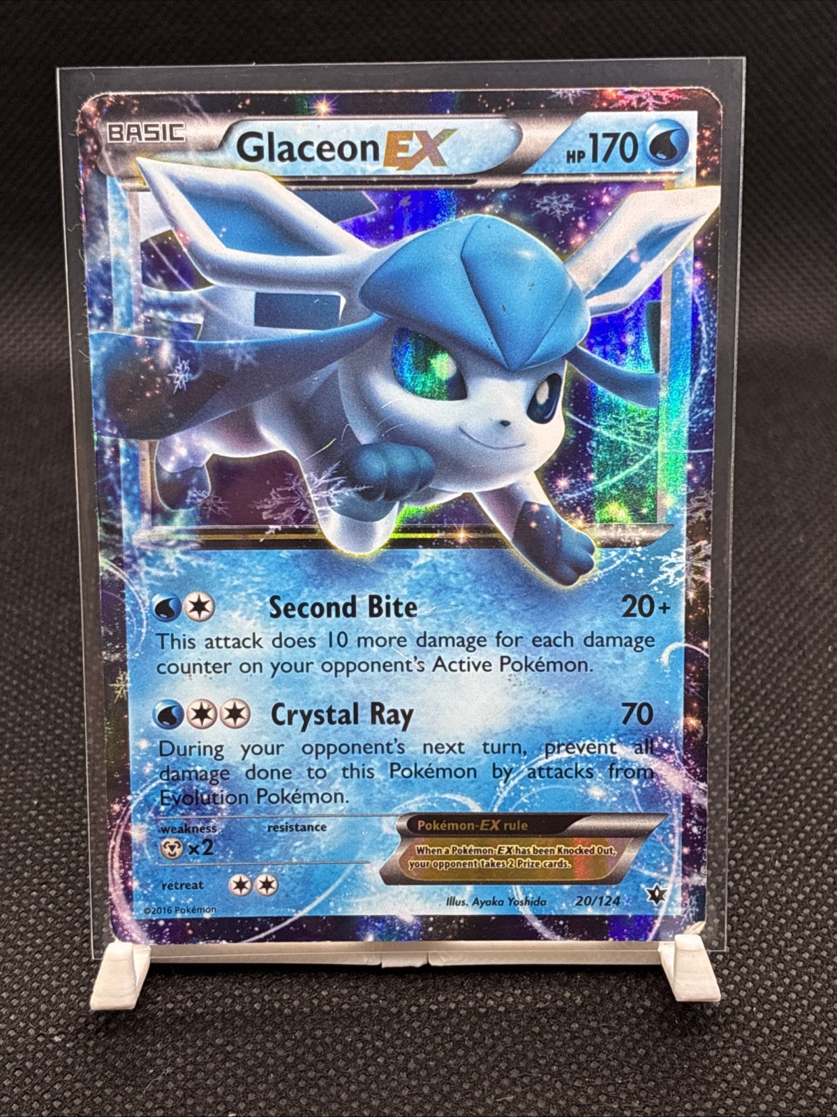 Glaceon EX 20/124 Fates Collide Holo Pokemon Card HP See Pics