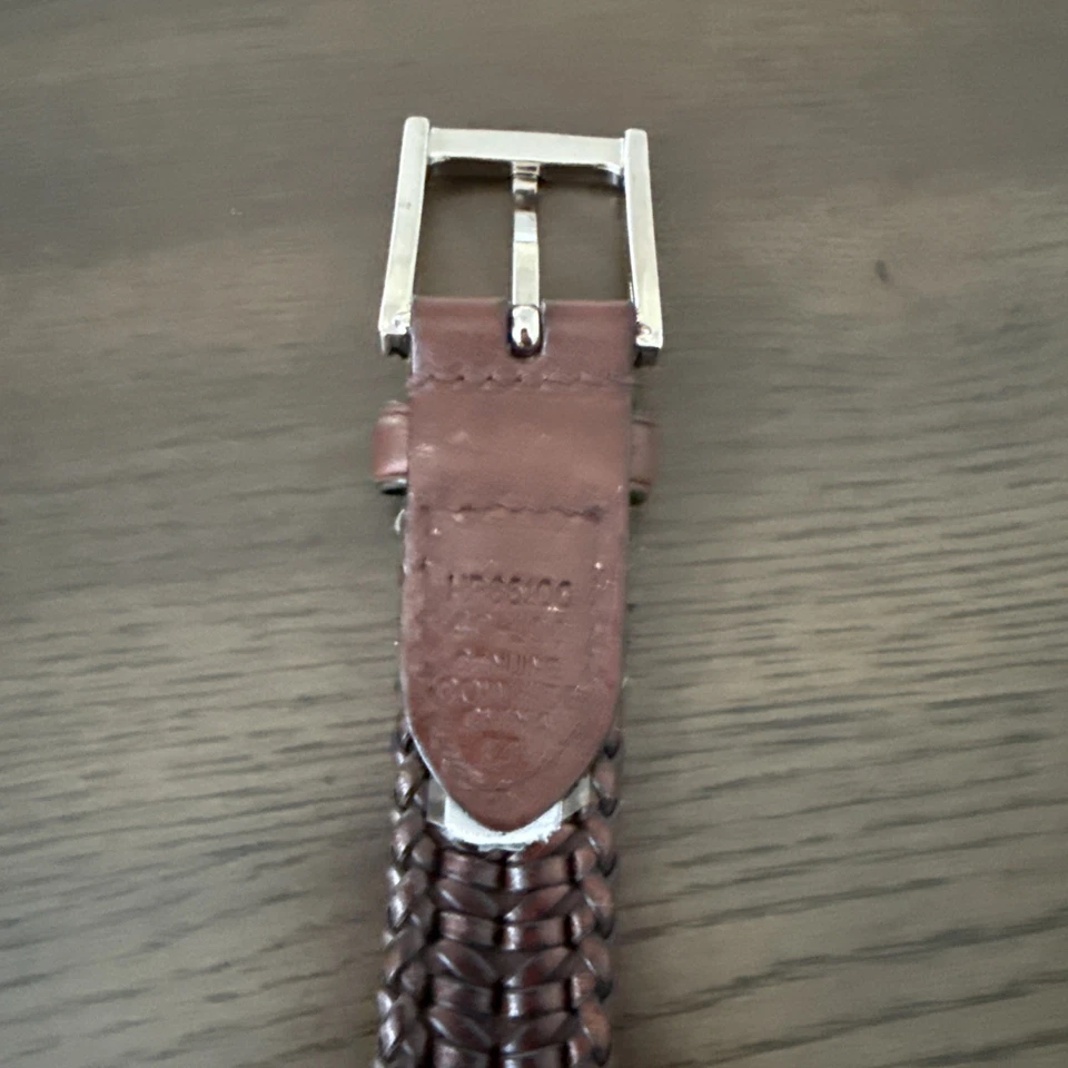 Cinturón trenzado de cuero Perry Ellis para hombre talla 40 hebilla plateada Foto 4 de 4