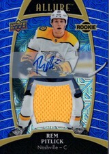 2019-20 Upper Deck Allure Jersey Auto Blue Line #67 Rem Pitlick Jersey /99 HKY