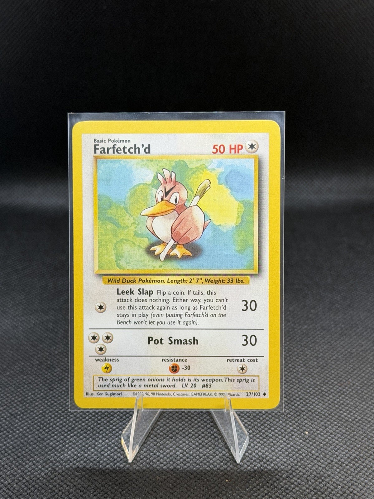 Pokémon TCG Base Set Farfetch’d #27/102 Unlimited Uncommon Vintage 1999 LP