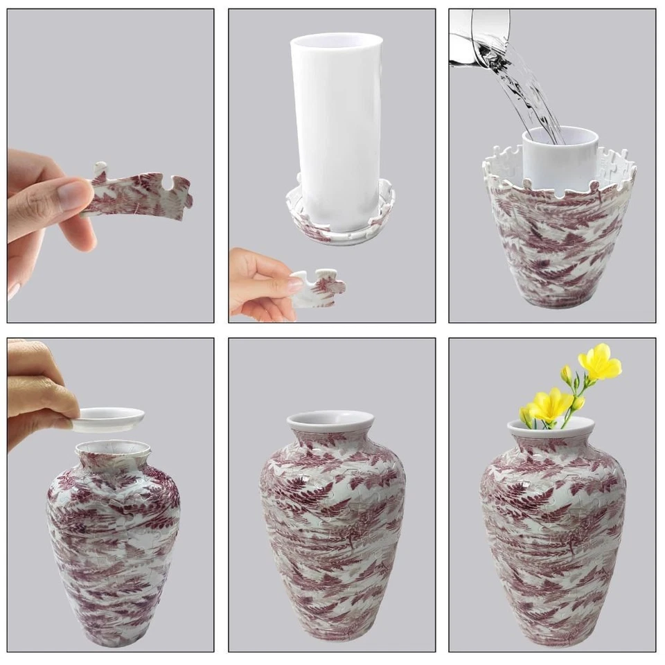 3D Puzzle Vase DIY Flower Arrangement Vase Waterproof Flower Vase Jigsaw Decors - image 4 of 4