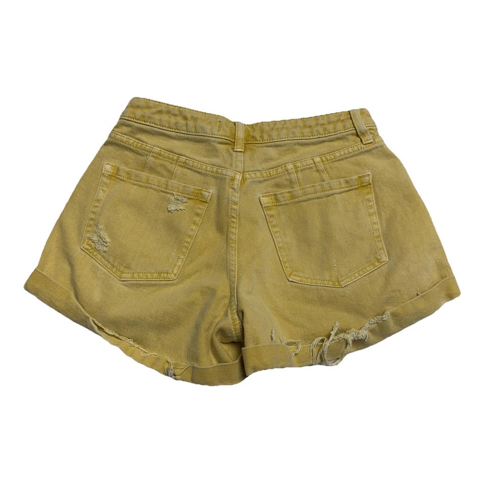 Free People We The Free Womens Denim Shorts Yellow Curvy Size 26 (28x3) Distress - Image 2 of 4