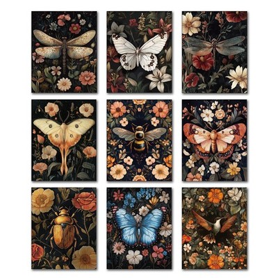 9pcs Chemical Fiber Oil Canvas Hanging Painting Home Wall tion Rectangle