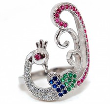 Peacock Treated Pink Sapphire  Topaz 925 Solid Sterling Silver Ring Sz 6 MB5-9