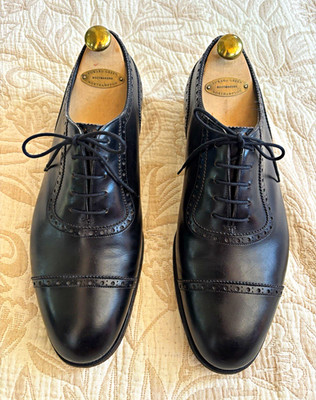 Edward Green Men s Black Leather Cap Toe Brogue Oxford Lace-Up US 10.5 F