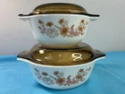 Vintage Pyrex England Woodland Country Autumn Casserole Amber Lid Rare EX COND
