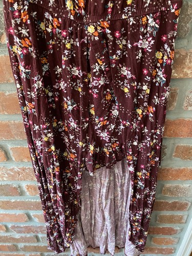 Art Class Kids Girls Dress Burgundy Floral Hi-Low Rayon Romper Summer Sz L 10/12 - Picture 4 of 6