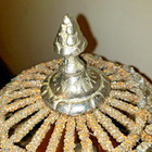 Vintage Crystal Moroccan Table Lamp 20" Handmade Silver/Gold Beaded Cage & Base — photo 5