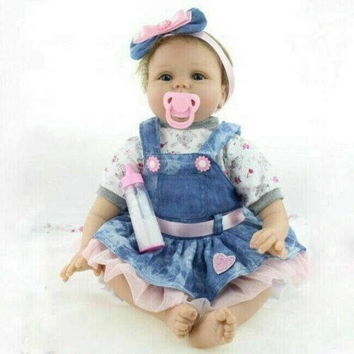55CM Reborn Baby Puppen Weich Silikon-Vinyl Lebensecht Mädchen Toddler Schlafen - Bild 3 von 6