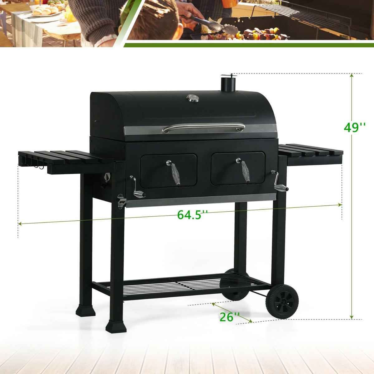 Heavy-Duty Oversize Charcoal Grill, 794 SQ.IN. Liftable BBQ