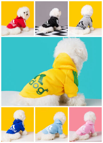 Adidog Large Pet Dog Jacket Winter Casual Warm Hoodie Coat Clothing XS-9XL - Afbeelding 1 van 19