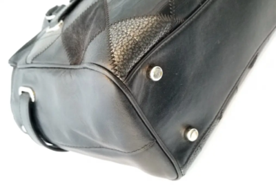 Coach Black BlakeLeather & Suede Patchwork Turn Lock Detail Tote