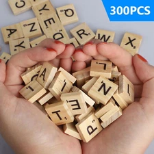 400Pcs Scrabble Wood Tiles Pieces Full Sets 100 Letters Wooden Replacement Pick