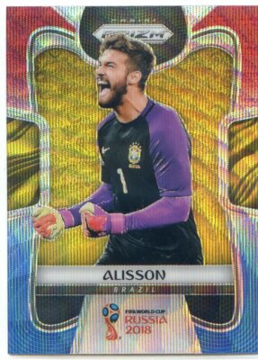 2018 Panini Prizm World Cup - Alisson Becker #37 Red & Blue Wave