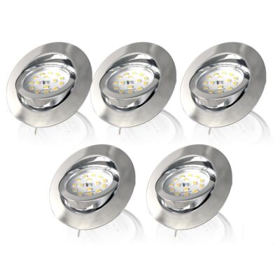 5 Set LED Einbaustrahler 5,5W Dimmbar Schwenkbar 68mm IP23 Flach Warmweiß Nickel
