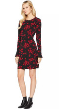 MICHAEL Michael Kors Sheath Dress Eden Floral Bell Sleeve Flounce Pettie Size PM