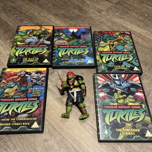 Teenage Mutant Ninja Turtles DVDS And Raphael Figure. Free domestic postage - Picture 1 of 10