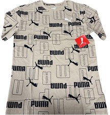 PUMA Boys Multi Logo Shirt In Brown  Black Size Large