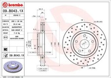 2 x BREMBO 09.B043.1X Bremsscheibe für TOYOTA