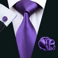 Purple Necktie, Hanky, & Cufflinks