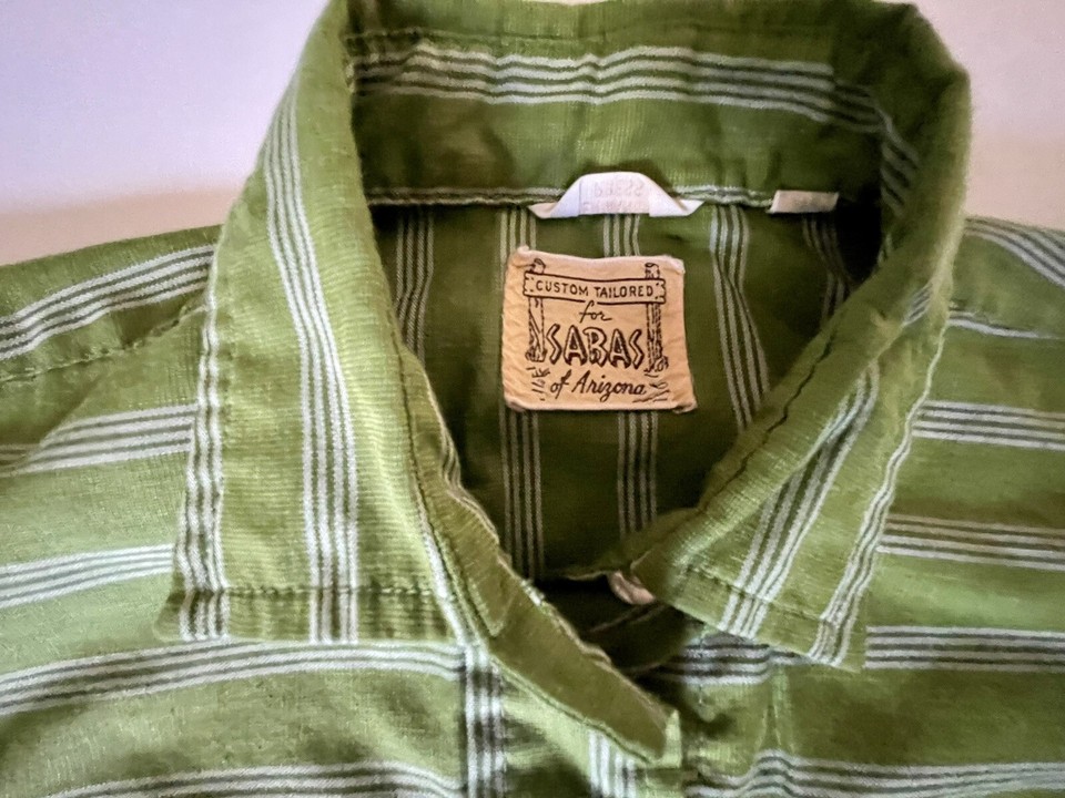 Vintage 70s SABAS of ARIZONA Womens XS (32) Grass Green Western Pearl