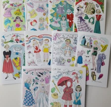 Paper Doll Card Set Hilda Miloche Illustrated Front & Back Greeting Cards Blank