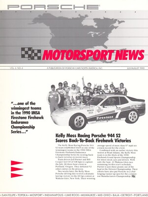 PORSCHE MOTORSPORT NEWS 944 S2 962 IMSA Mach 90P Prospekt Brochure USA 1990 D