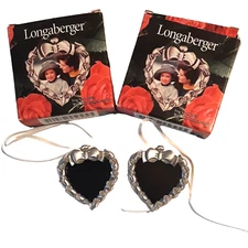 2 Longaberger Heart Basket Accessories Trim Frames Tie Ons 1998