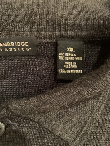 Cambridge Classics Men’s Sweater Size XXL Gray Long Sleeve Collar Buttons - Picture 4 of 9