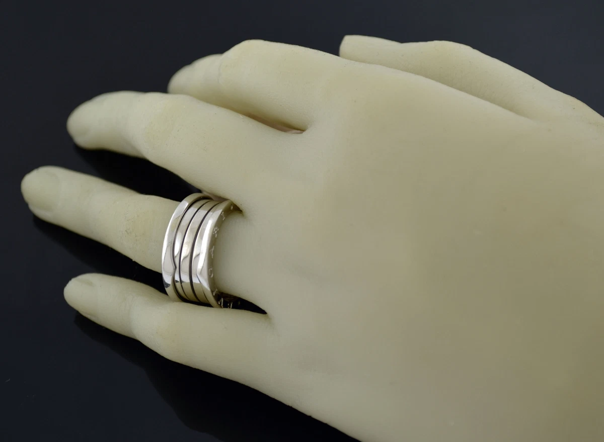 Bulgari Bvlgari B Zero 18k White Gold Four Band Ring Size 7.75 EU 56 With Box