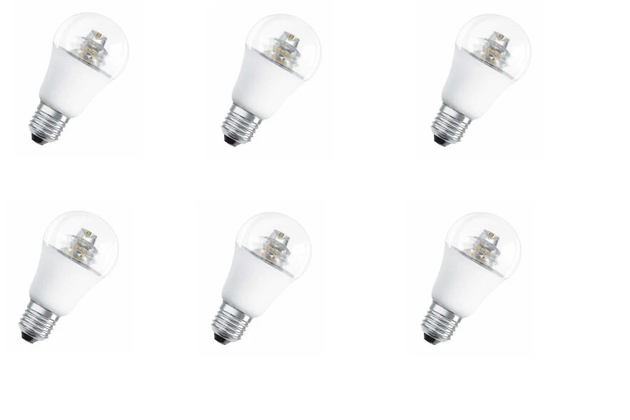 6x OSRAM LED Glühbirnen E27 dimmbar 6W=40W warmweiß EEK: F (Spektrum A bis G)