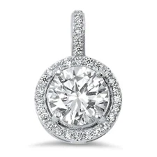 3 ct. Genuine White Sapphire Halo Pendant Necklace in Sterling Silver