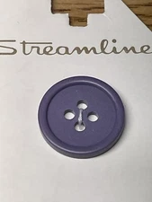 Streamline Round Purple Matte 4-Hole Flat Buttons  5/8" (16mm) 4 Pack