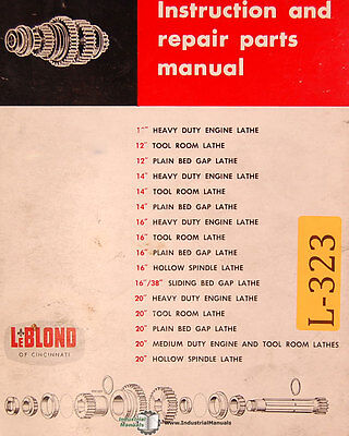 LeBlond 16” 20” Lathe Instruction /& Parts Manual