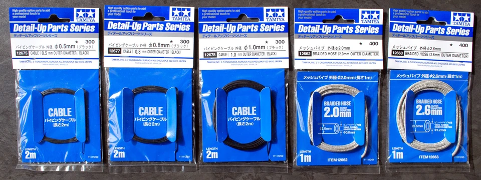 Tamiya 12662-12679 Braided Lines Cable Schläuche Kühler Zündung versch. Stärken