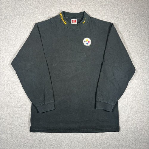 Nike, VTG Nike Pittsburgh Steelers Shirt Black Long Sleeve NFL Mens Large 90s USA Made