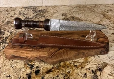 Damacus Steel Roman 15 Inch Gladius Replica Dagger With Leather Sheath ￼