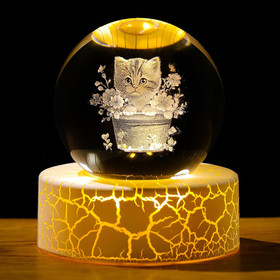 Crystal 3D Saturn 2.36In Ball Figurine Gifts for Her on Birthday, Collectible Gl